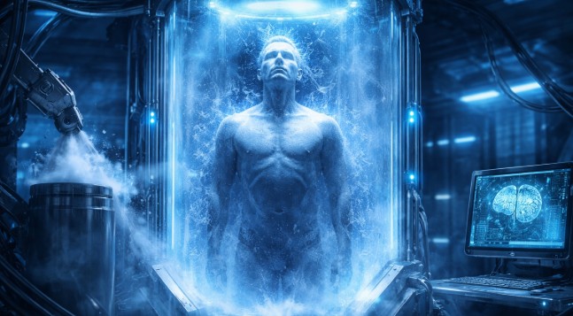 Cryonics Technology: Hope of being alive again after death? Preparing to return to life in the future by refrigerating the body at 196°