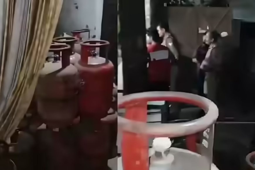 हापुड में गैस सिलेंडर की कालाबाजारी का खुलासा, सपा नेता के घर से 55 भरे सिलेंडर बरामद