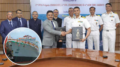 Big boost to maritime power: Navy gets delivery of 2 warships, 1 survey vessel in a day. india news