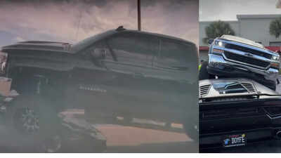 Florida woman runs pickup truck over Lamborghini in parking lot in viral video: ‘Insurance company angry’