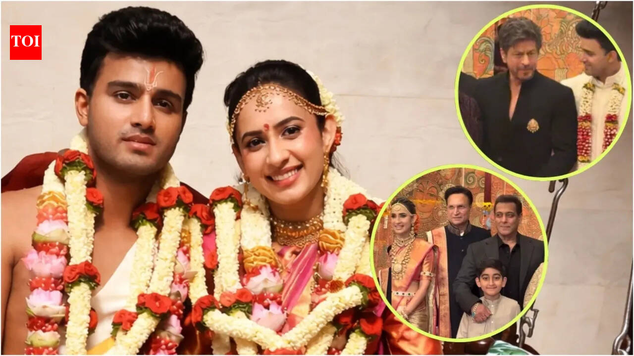 Shahrukh Khan and Salman Khan light up the wedding ceremony of Rajat Sharma’s daughter Disha and Sudarshan MJ – Video |