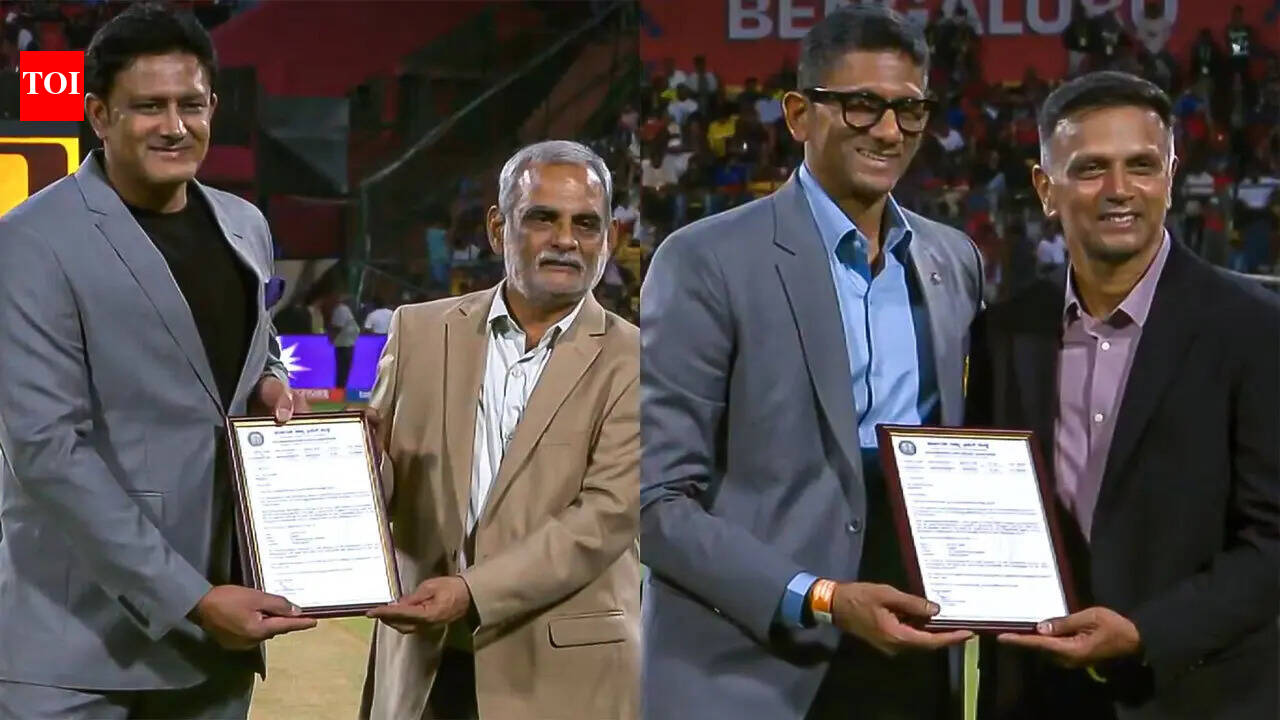 Opposite ends, same legacy: Kumble, Dravid honored at bowling end at Chinnaswamy | cricket news