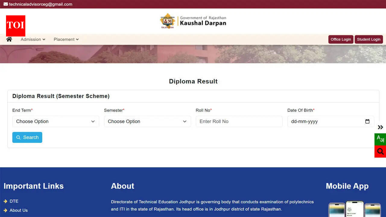 BTER Result 2026: BTER declared Diploma Engineering 3rd Sem Result for November 2025 session at techedu.rajasthan.gov.in