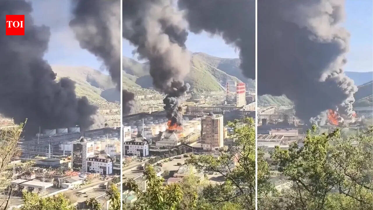 Watch: Fire breaks out in Russia’s Tuapse refinery after Ukraine drone attack, surrounding buildings evacuated