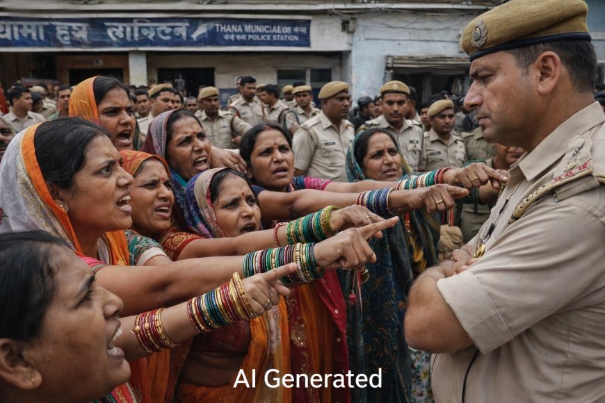कानपुर में एफआईआर न होने से नाराज बीजेपी महिला कार्यकर्ताओं ने थाने में घुसकर इंस्पेक्टर को चूड़ियां दिखाईं