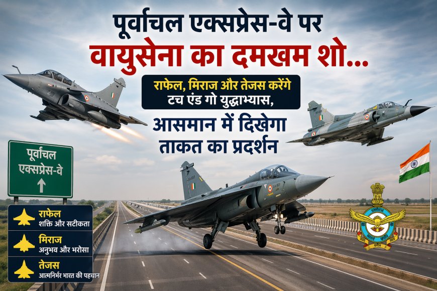 पूर्वांचल एक्सप्रेसवे पर वायुसेना का शक्ति प्रदर्शन…राफेल, मिराज और तेजस करेंगे टच एंड गो युद्धाभ्यास, आसमान में दिखेगा ताकत का प्रदर्शन.