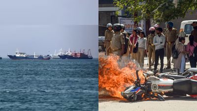 Evening News Wrap: US warships move in to blockade Hormuz; Violent protest in Noida over salary and other demands. india news