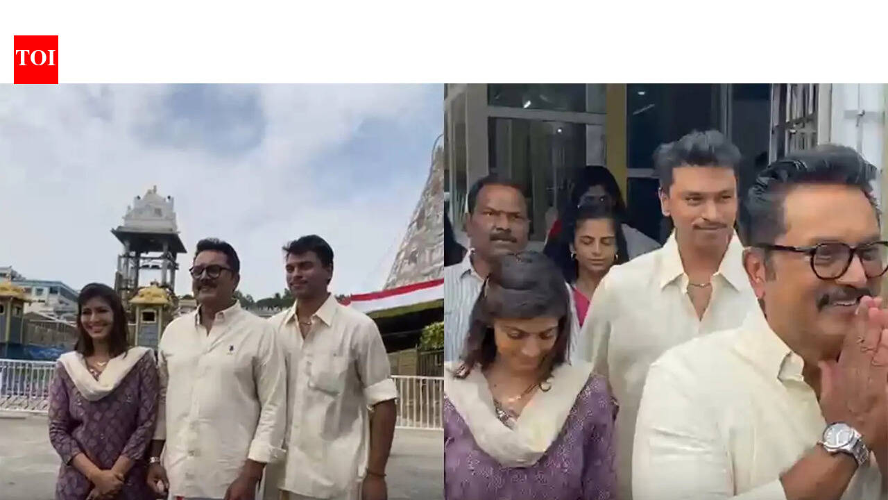 Varalakshmi Sarathkumar visited Tirumala temple with father Sarathkumar, offered prayers.