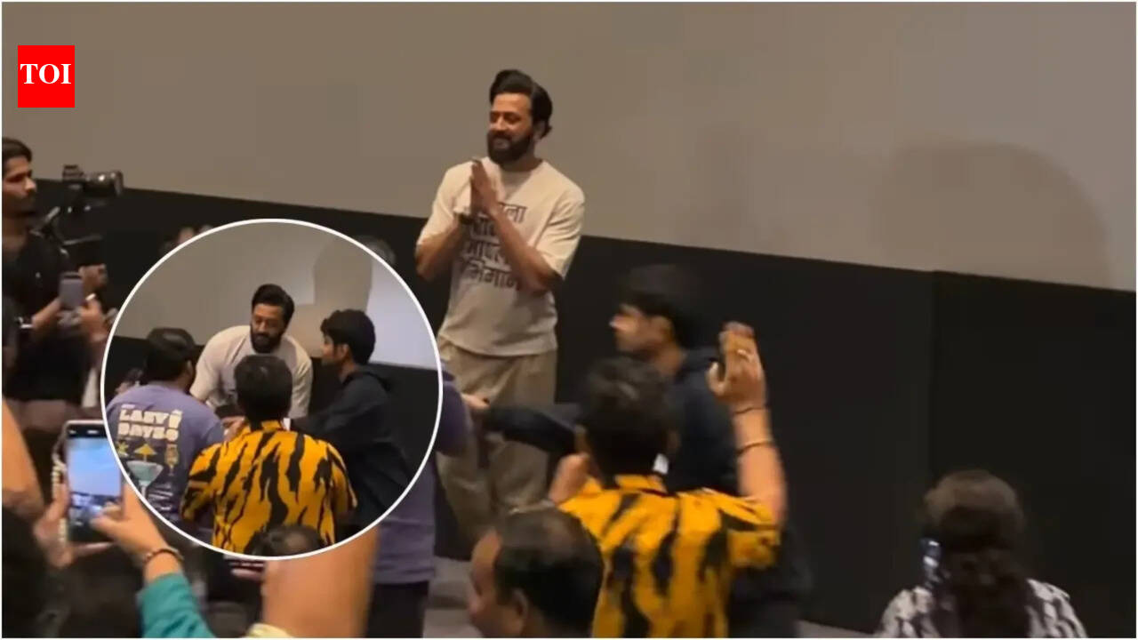 Fan touches Riteish Deshmukh’s feet at the screening of ‘Raja Shivaji’, video goes viral, film crosses Rs 33 crore mark in 3 days. hindi movie news