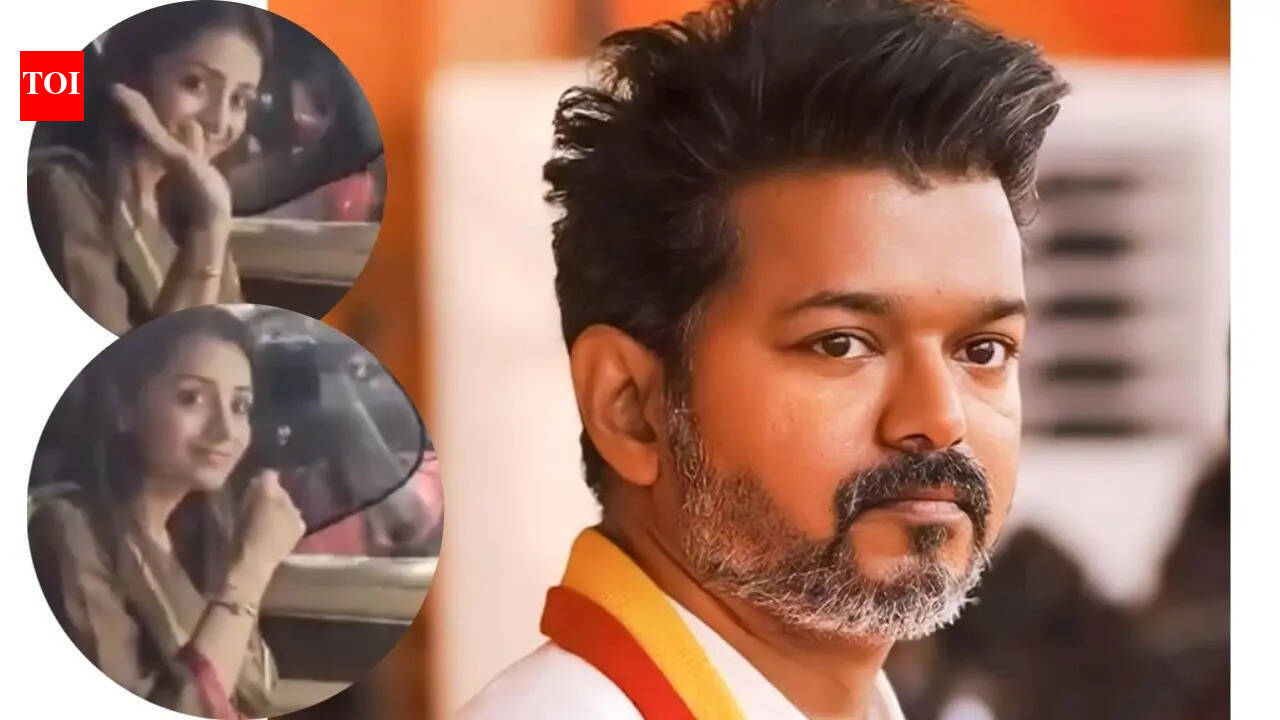 Trisha Krishnan visited Thalapathy Vijay’s house on her birthday as his party is leading in Tamil Nadu elections, and waved at Thalapathy Vijay as she came out – watch video. tamil movie news