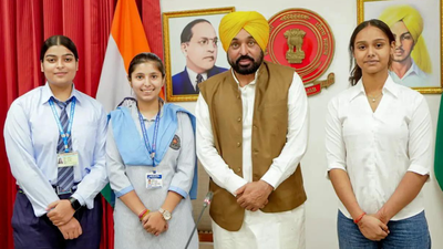 Mann felicitates girls who secured top three positions in PSEB Class 12 results