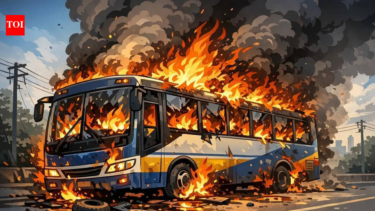 Mother wakes up in time as AC vent collapses due to bus fire in Hassan