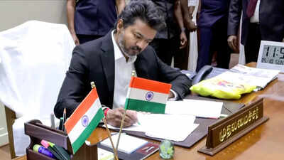 From going off script to appointing former DMK MLA as pro tem speaker: Vijay’s eventful first day as Tamil Nadu chief minister. india news